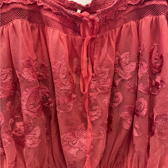 NWT Free People Sheer Meadows sheer, floral-embroidered bodysuit w/ V-neckline - Picture 2 of 11